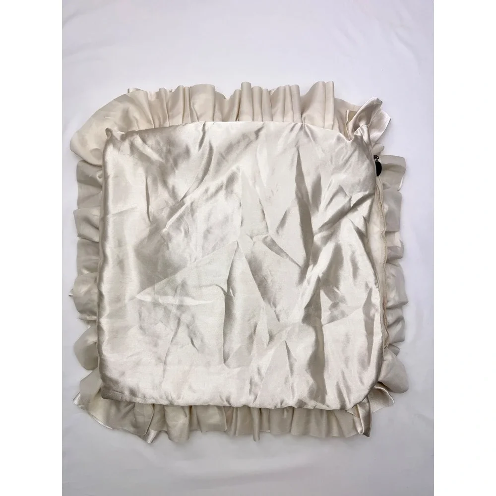 Pier 1 Imports Ruffled Satin Throw Pillow Cover Champagne Cream 16x16 Textured